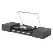 Vinyl Record Players with External Wood Black Come with 2 External Speakers