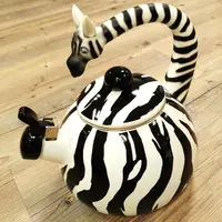 在飛比找PChome24h購物優惠-《小天鵝琺瑯壺》斑馬琺瑯彩繪笛音茶壺
