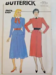 Dress Skirt Top 14 16 18 Butterick 6944 Sewing Pattern VTG Easy Collared Modest
