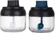 ZHZXBDGQ 2Pcs Glass Sealed Seasoning Jars with Spoon Household Sealed Condiment Jar Seasoning Jar Spices Boxes Storage Jar for Home Kitchen Restaurant