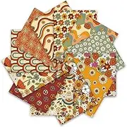 Whaline 12Pcs Retro Floral Cotton Fabric Bundles 10 x 10 Inch Hippie Groovy Boho Rainbow Printed Fat Quarters Boho Quilting Patchwork for DIY Handmade Crafting Home Party Decor