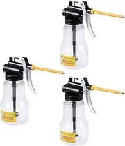 uxcell Oil Can Pump Oiler,250ML Transparent High Pressure Oiler Lubrication Oil Gun Can Bottle Flex Manual Oil with Rigid Spout Thumb Pump Tool 3Pcs