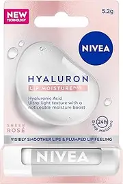 NIVEA Hyaluron Lip Balm Moisture Plus Rosé 5.2g | Hyaluronic Acid Lip Balm | 24-hour Moisture | Sheer Pink Tint | Smoothes Lips | Ultra-Light Texture | Boosts Hydration
