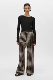 Novella Wide Leg Pant in Black and Bronze Stripe - CAMILLA AND MARC® C&M