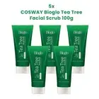 5 x COSWAY Bioglo Tea Tree Facial Exfoliate Scrub Removes Dead Skin Cell 100G