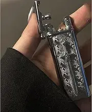 Vintage Stylish Cross Design Lighter, Creative Refillable Butane Lighter for Outdoor, Camping, Men's Gifts (Sword)