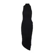 [Jacquemus] Jacquemus-Black La Robe Piazza Acetate Midi Dress-Donna XS STAND