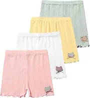 [Chicduo] 4 Pack Girls Shorts Girls Bike Shorts Cotton Shorts Toddler Summer Shorts Safety Underdress for Toddler Girls