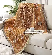 TOFUNTOY Boho Throw Blanket Bohemian Blanket for Couch, Woven Boho Blanket Decorative Throw Blanket Throw Cover for Sofa Bed Home Picnic Beach Blanket, 50“ x 60”