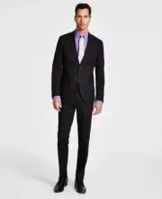 Kenneth Cole Reaction Black Men's Ready Flex Slim Fit Suit 44R 37 x 32 yoc1223a