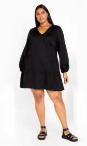 City Chic Ladies Alexia Long Sleeve Dress size 16 Small Colour Black
