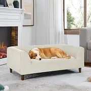 Dog Bed for Large Dogs Up to 50 lbs, 28" W Memory Foam Dog Sofa Bed, Modern Elevated Dog Couch Bed with Wooden Legs, Rectangle Dog Sofa, Pet Bed for Medium and Large Dogs