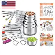 Measuring Cups and Spoons Set of 20, 7 Stainless Steel Nesting Measuring Cups...