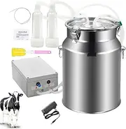 HOOMFIT 10L Electric Milking Machine for Goats Plug-in Electric Vacuum Pump Milker with Stainless Steel Bucket Livestock Milker with Auto Stop
