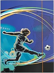 Idena 11189 11189 Portfolio Folder, Football Motif, Document Folder Made of Robust Cardboard, Postal Folder with Inner Flaps and Elastic Closure, DIN A3