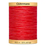 Gutermann 100% Natural Cotton Sewing Thread 800mt - 9973 - Varigated Ruby Red