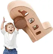 Small Wood Plane Toy - Beech Wood Pinball Plane - Built-in Colorful Beads Fine Motor Skills Plane for Knowing About Transportation