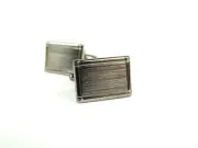 Geoffrey Beene Men's Rectangular Shaved Stripes Silver Tone Cufflinks