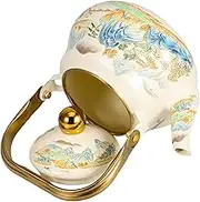 DINHEAROM Vintage Enamel Teapot Camping Pot for Stovetop Brewing Enameled Water Boiler for Home and Outdoor Use