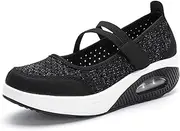 [JiuQing] Women's Mary Jane Shoes Wedge Loafers Platform Lightweight Casual Walking Sneaker