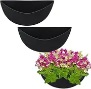 Felt Planter Liner - 3 Half Round Plant Pot Liner, Fabric Liner | Fabric Felt Flower Basket Liner, Semicircular Planter Replacement Liners, for Indoor Outdoor Vegetable, Plants, Black