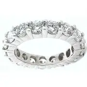 3.01 ct Round Diamond Ring Platinum Eternity Band F VS Size 6.5 0.15 ct each