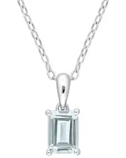 Rina Limor Silver 0.95 ct. tw. Aquamarine Solitaire Pendant Necklace
