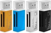 USB 2.0 All in One Memory Card Reader For : MICRO-SD SD TF SDHC M2 MMC SILVER