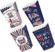Uonlytech Independence Day Popcorn Favor Boxes Movie Theater Snack Boxes 4 Pack Decorative Paper Containers for Celebrations