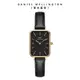 Daniel Wellington 手錶 Quadro Sheffield 20x26mm經典黑真皮皮革小方錶-兩色任選(DW00100435 DW00100560)/ 香檳金框