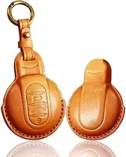 ontto Car Key Fob Cover Fit for Mini Cooper F54 Clubman F55 F56 F57 F60 Countryman 3 Buttons Leather Key Case Keychain Keyring Key Holder Key Shell Keyless Protective Accessories Brown