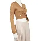 House of Harlow Revolve Wrap Top Lame Brown Bronze LS Blouse Sequins Size L