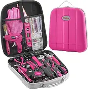 Monika 159PCS Pink Tool Kit Portable Household Tool Set Multi-functional Repair Tool for Household Repair Removal Maintenance General Household Hand Tool Kit with Storage Case