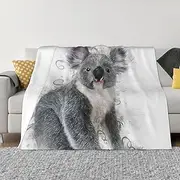 SJSXWQN Blanket Gray Koala Throw Blanket for Sofa Bed Soft Fluffy Flannel Picnic Blanket for Kids Teens Adults Soft Fleece Blanket for Beach Travel Blanket 100x150 cm