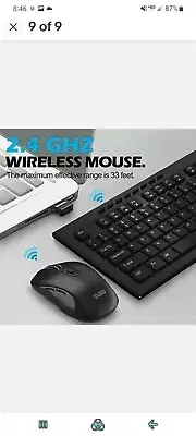 TNBIU Wireless Keyboard and Mouse Combo, 5 Level DPI Adjustable Wireless Mouse