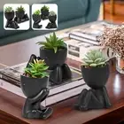 2Pcs/3Pcs Cute Fake Plants Artificial Succulent Plants with Human Shaped ReZSI
