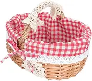 Kisangel Creative Rattan Weaving Basket Portable Food Storage Basket for Flowers Fruits Rustic Picnic Easy to Clean and Reuse