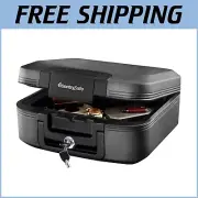Portable Key Lock Safe - Charcoal Gray Fireproof & Waterproof Box for Valuables