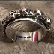 VTG 2000 Skulls Spinner Ring 925 Sterling Silver Men's Skulls 8 1/2￼ NEW/NWT