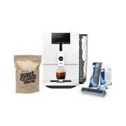 Jura ENA 4 Automatic Espresso Machine White with Cleaning Tablets and Coffee