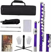 ibasenice 1 Set C Flute with Keys Lightweight Cupronickel Beginner Flute for School Bands Music Classes Orchestral Performances Includes Case Cleaning Cloth