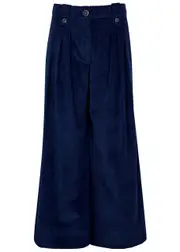 Farm Rio Corduroy Wide-leg Trousers - Navy - M (UK12 / M) M (UK12 / M)