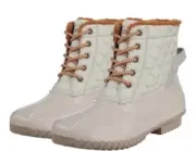 New Sporto Ladies' Duck Boot Water Repellant Ankle Bootie Ivory Size 6 M NIB