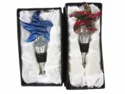 Set of 2 Atr Glass Star Shape Wine Bottle Stoppers Corks (Blue & Red)