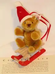 Steiff Bear on Sled Sleigh Santa Ornament Limited 2003 Christmas, UNUSED