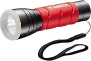VARTA Power AA Batteries Flashlight Light Torch Lamp, IPX4 Splash-Proof housing, Aluminum, Red