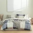 Plaid Duvet Cover King, 3 Pieces Reversible Cotton Plaid Bedding Set, Vintage...