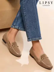 Lipsy Taupe Standard Fit Snaffle Faux Leather Loafers (F41401) | $83