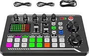 Live Sound Card, Podcast Studio Equipment, Audio Board, Podcast Production Gear, Streaming Audio Equipment, 7 Recording Modes, 4 Sound Change Modes, Sound Effects Board for Streaming, Podcasting