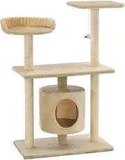 Cat Tree with Sisal Scratching Posts 95 cm Beige - Sturdy & Space-Saving Cat Furniture for Indoor Cats, Multi-Level Perch with Scratching Posts for Play & Relaxation